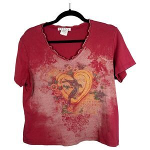 Entity Vintage 90s y2k Rhinestone Sparrow Tattoo Motif Shirt Size Large